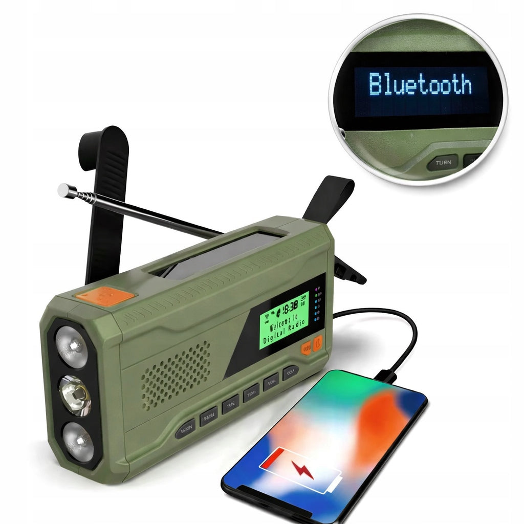 PORTABLE SOLAR RADIO CRANK SAUCE AI&JL DYNAMO EMERGENCY FLASHLIGHT POWERBANK