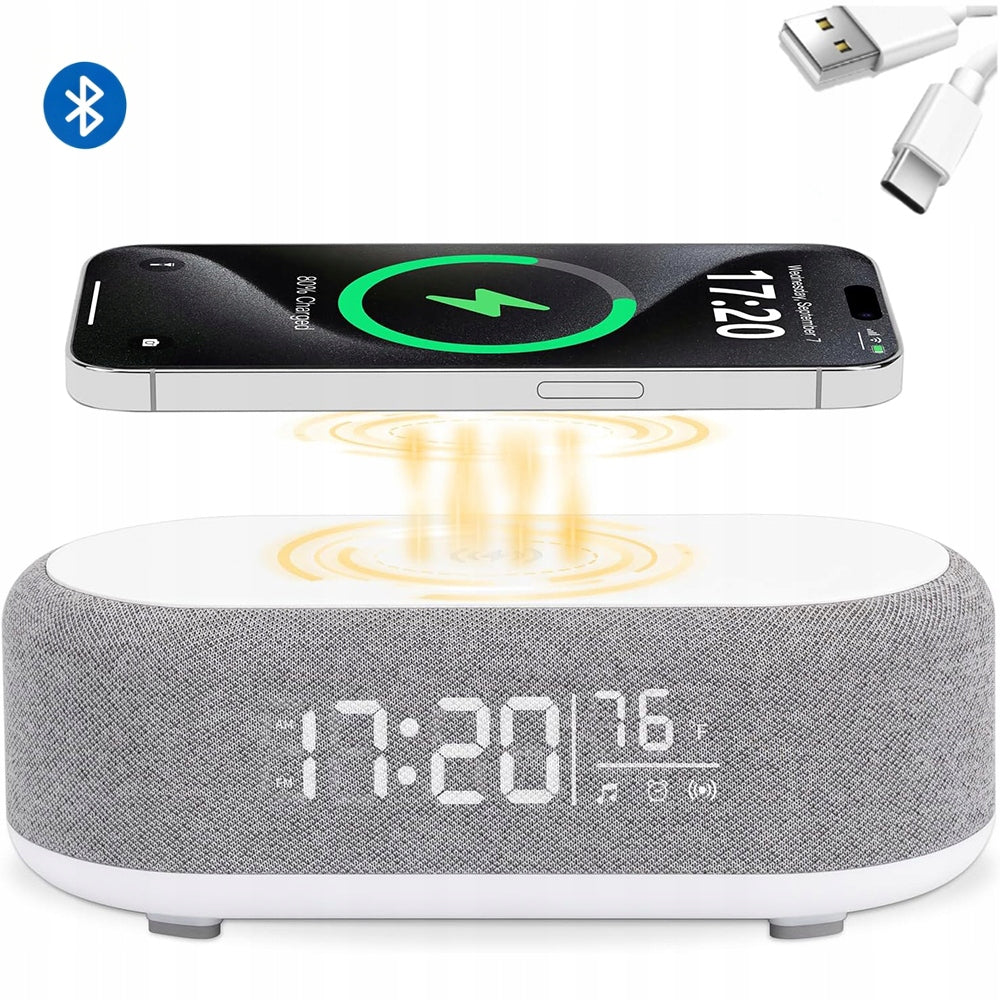 PORTABLE SPEAKER 15W BLUETOOTH WIRELESS CLOCK RGB LED NIGHT LIGHT