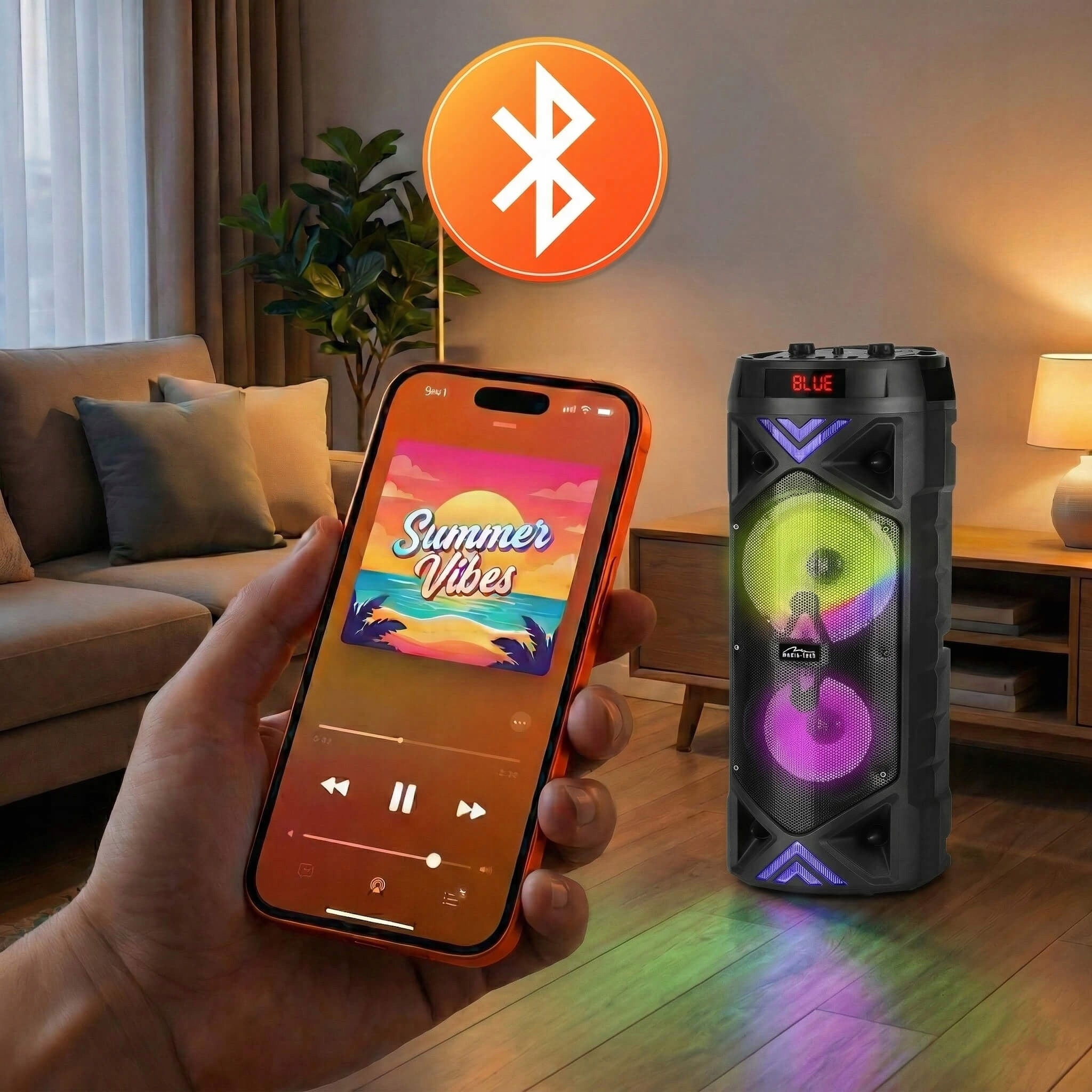 PORTABLE SPEAKER BOOMBOX + MEDIA-TECH WITH BLUETOOTH MICROPHONE KARAOKE 50W Packaging status original