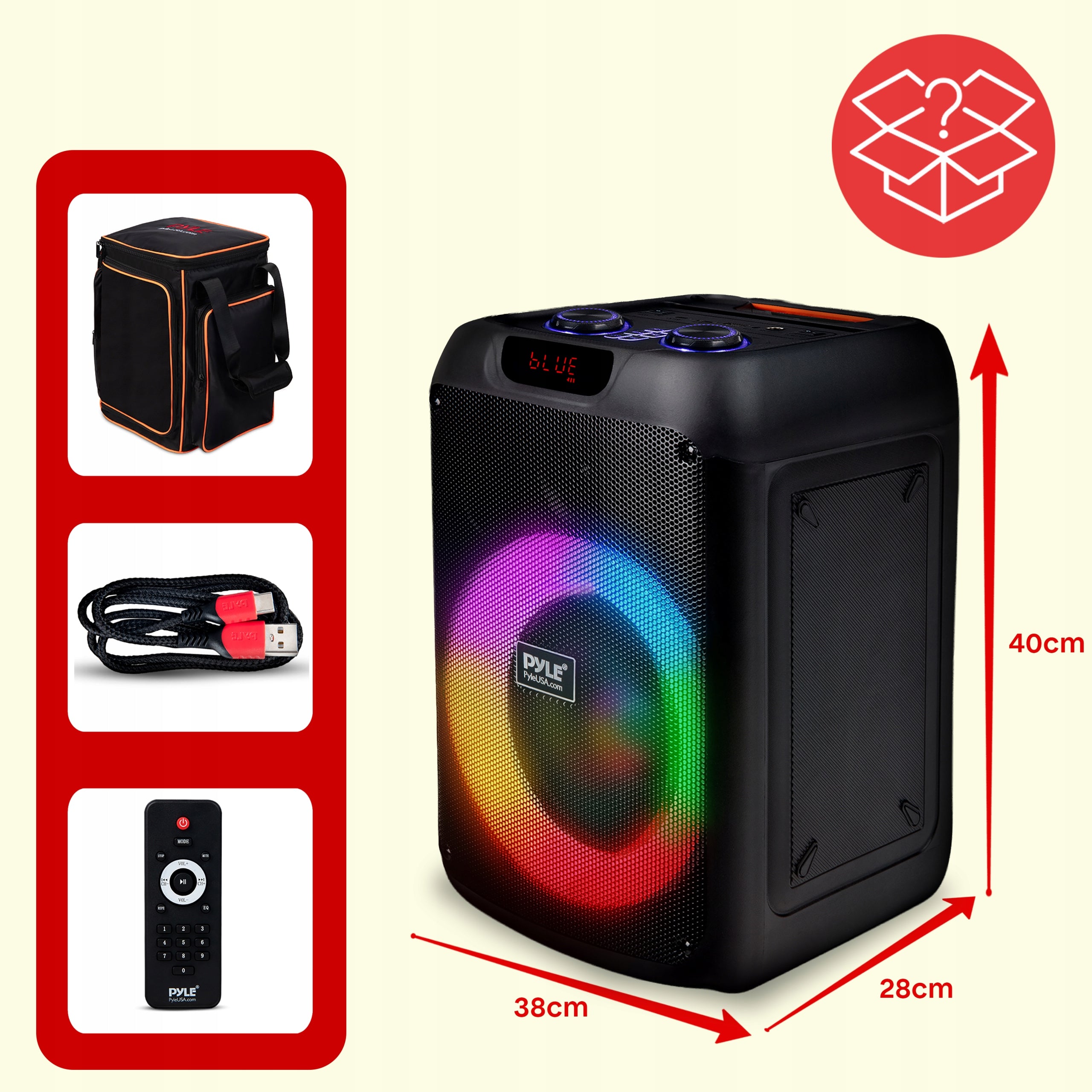 PORTABLE SPEAKER LED FUNCTION BLUETOOTH BAG REMOTE CONTROL PARTYBOX Manufacturer code PPHP8496BG