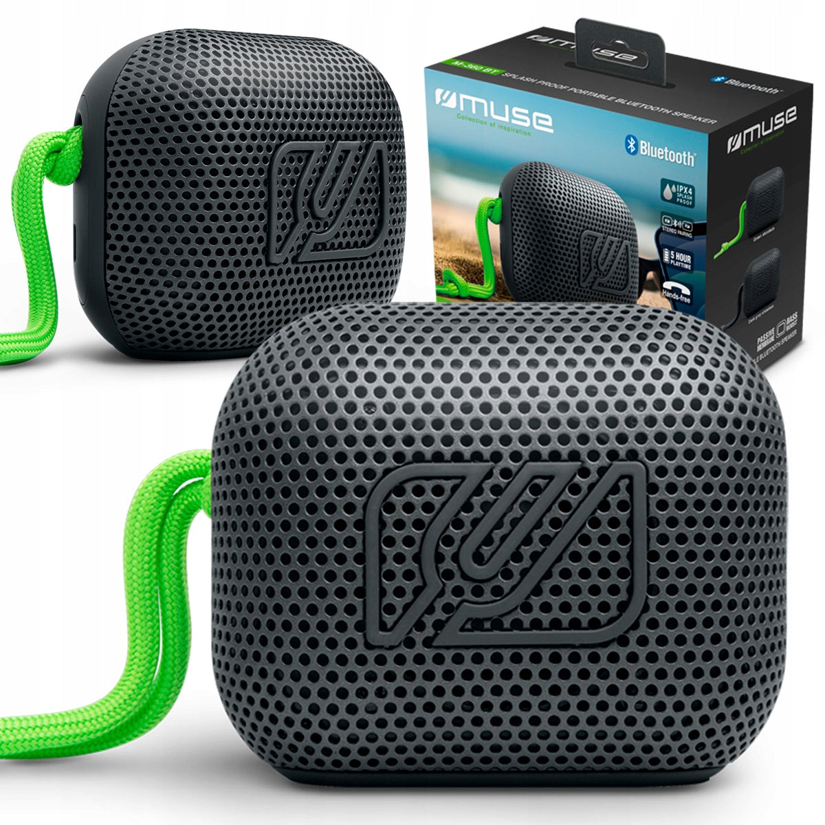 PORTABLE SPEAKER MUSE BLUETOOTH BATTERY 7H OPERATION IPX4 UP TO 10M BLACK
