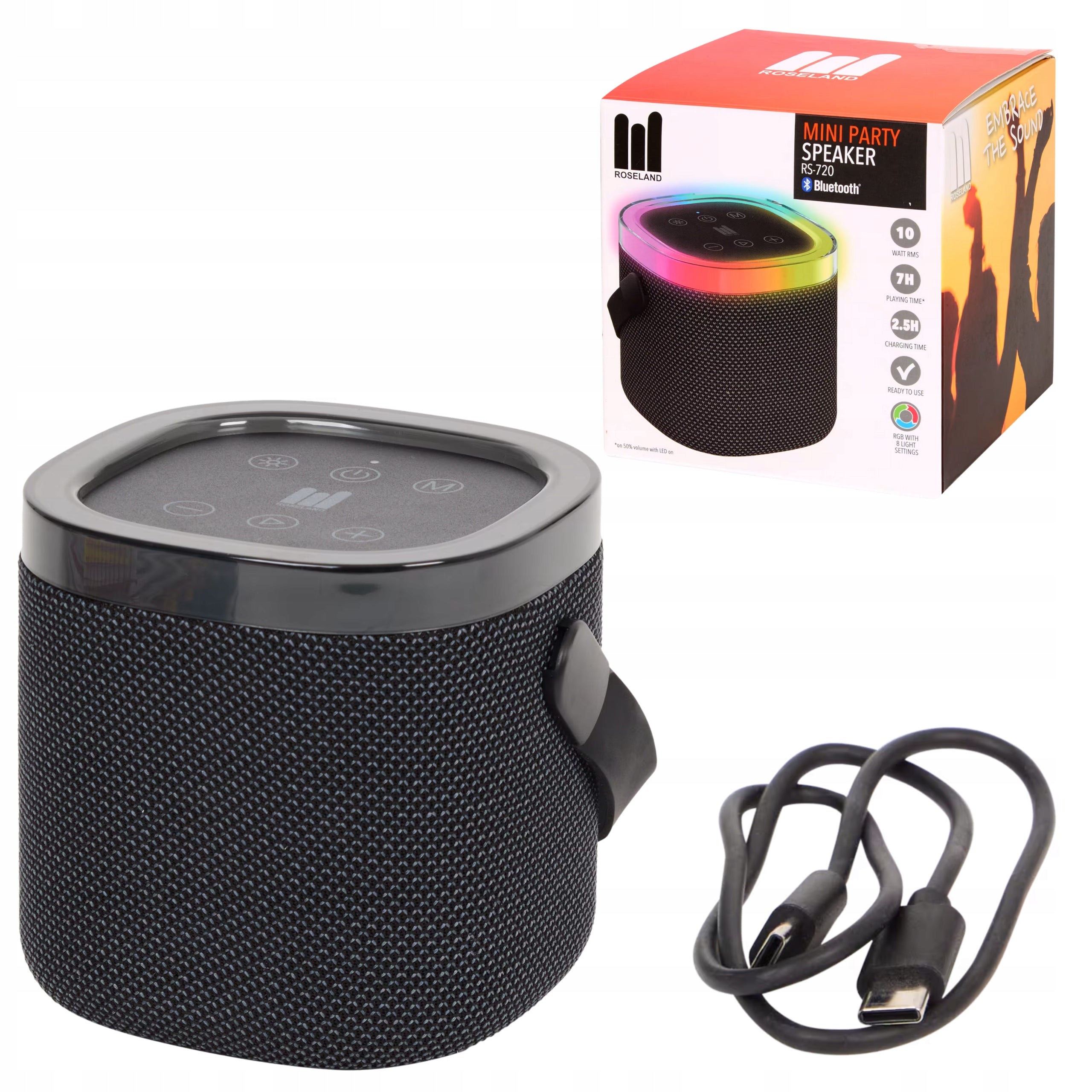 PORTABLE SPEAKER USB-C LED LIGHTS BLUETOOTH USB CABLE MINI SPEAKER