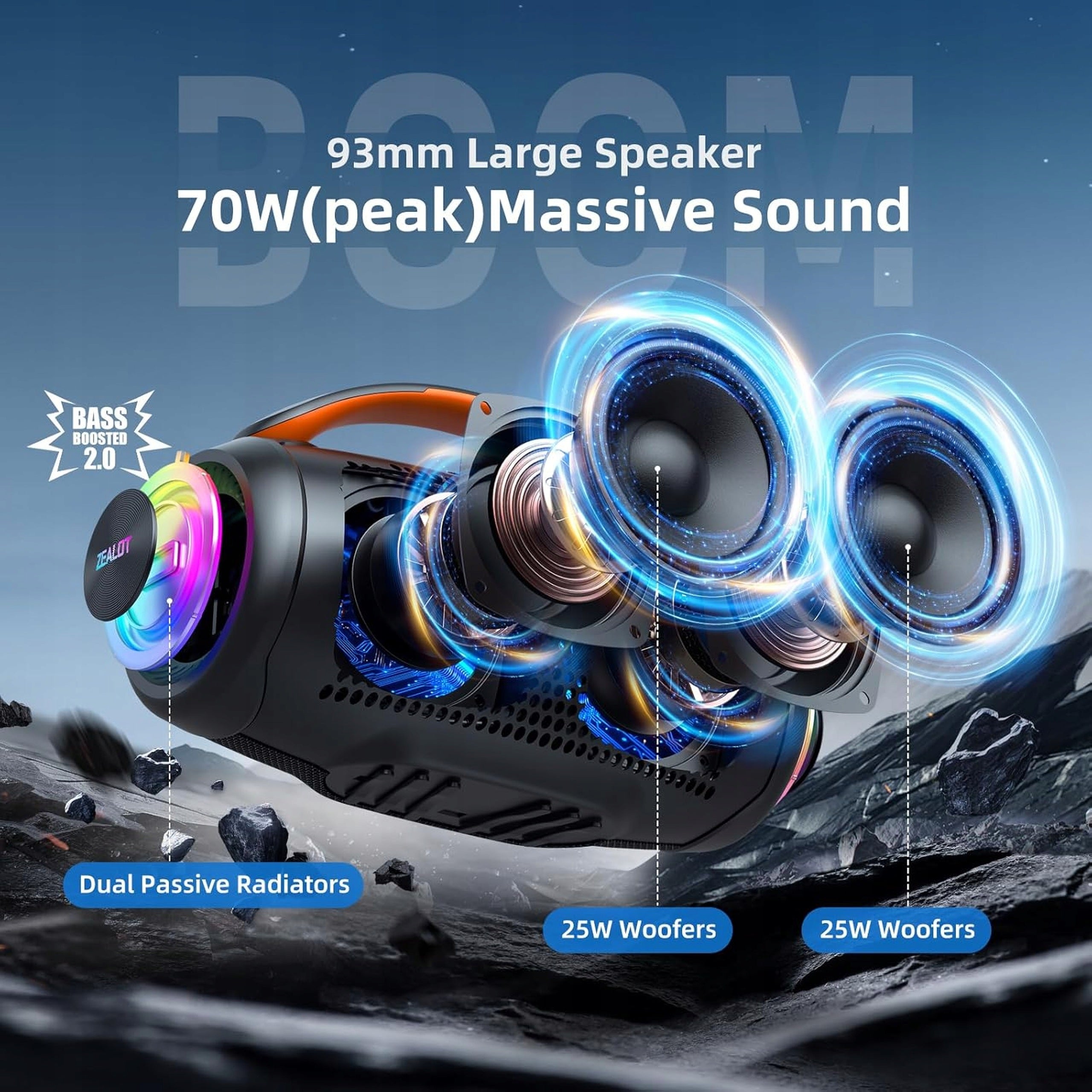 PORTABLE SPEAKER ZEALOT P11 80W BLUETOOTH WIRELESS 30H WATERPROOF Manufacturer code 770913725887