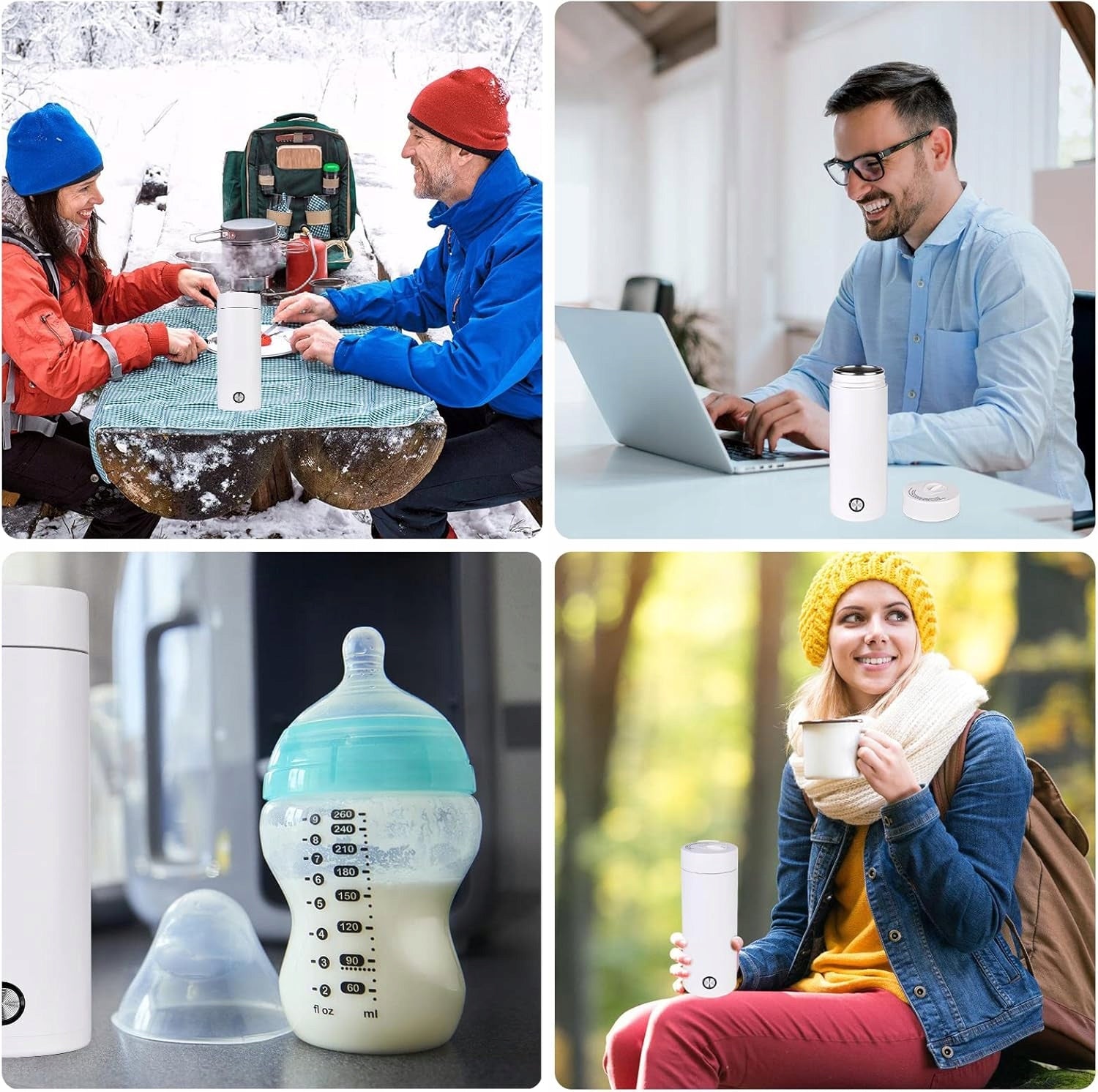 PORTABLE TRAVEL KETTLE , THERMOS, ELECTRIC KETTLE 400ML Dominant color white