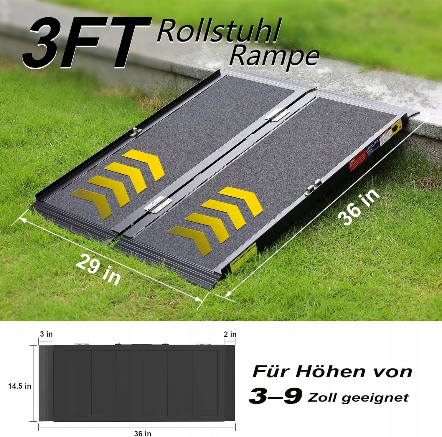 PORTABLE TROLLEY RAMP ADJUSTABLE UP TO 272 KG NON-SLIP Brand Inn