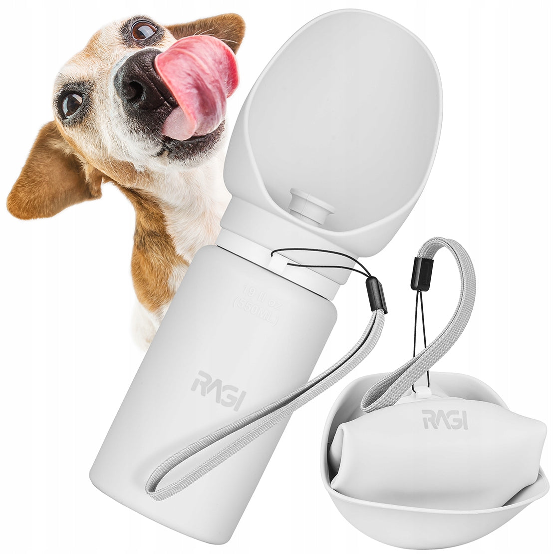PORTABLE WATER BOTTLE FOR DOG WATER BOTTLE WITH BOWL DRINKER FOLDING 0,55 L Brand Ragi