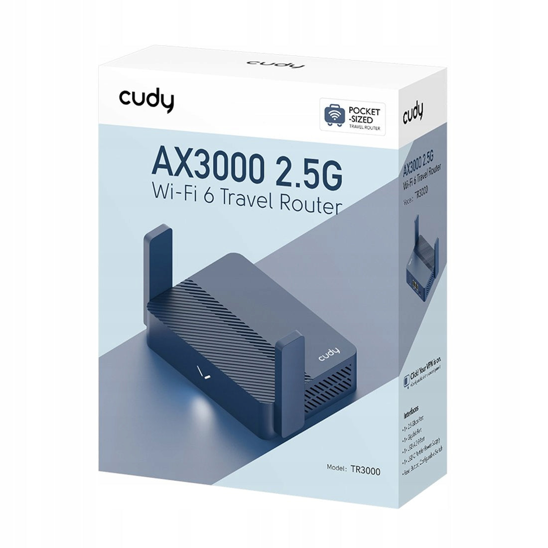 PORTABLE WIFI ROUTER 6 CUDY TR3000 AX3000 VPN OPENWRT TRAVEL MESH BLACK Packaging status original