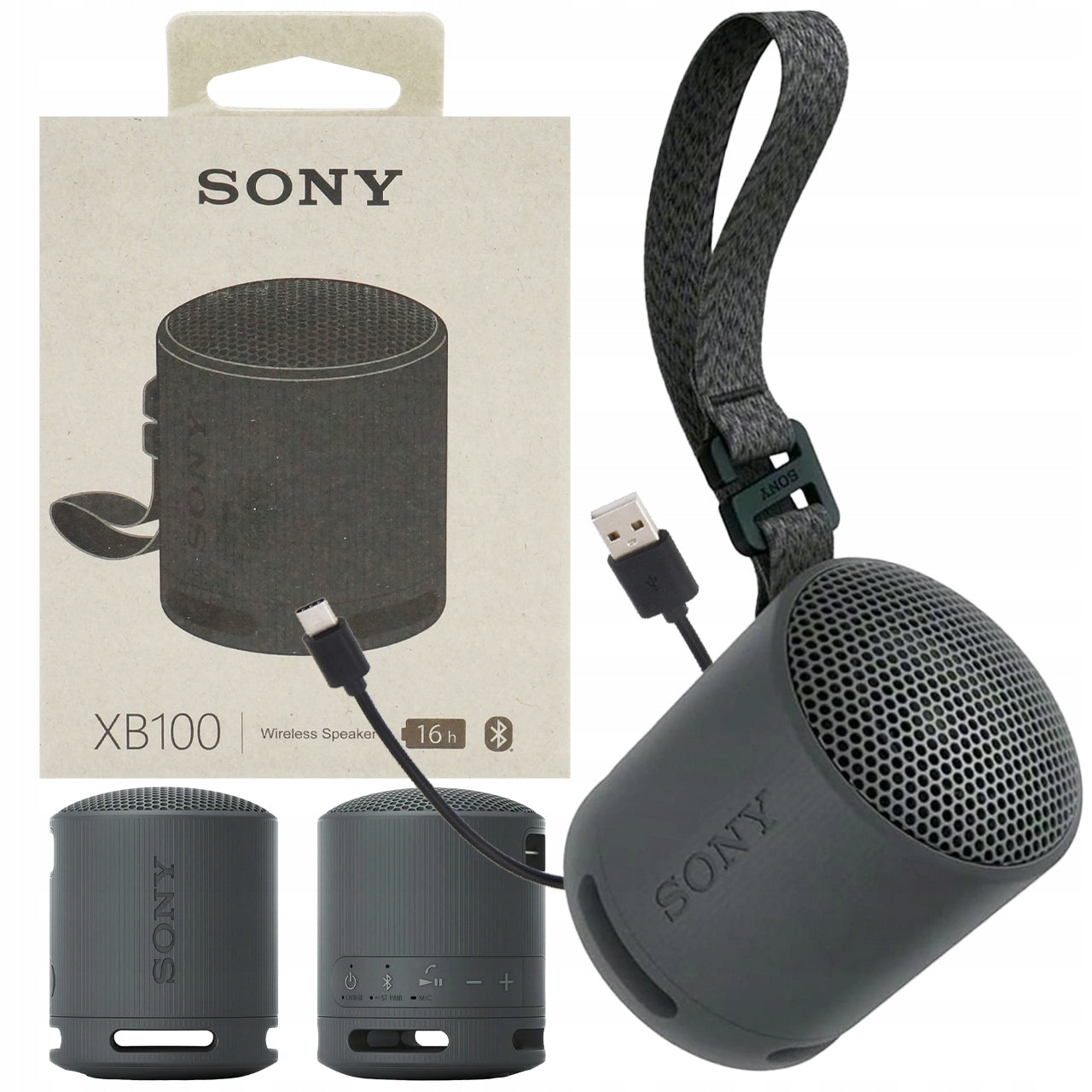 PORTABLE WIRELESS BLUETOOTH SPEAKER SONY SRS-XB100 5W / 16h