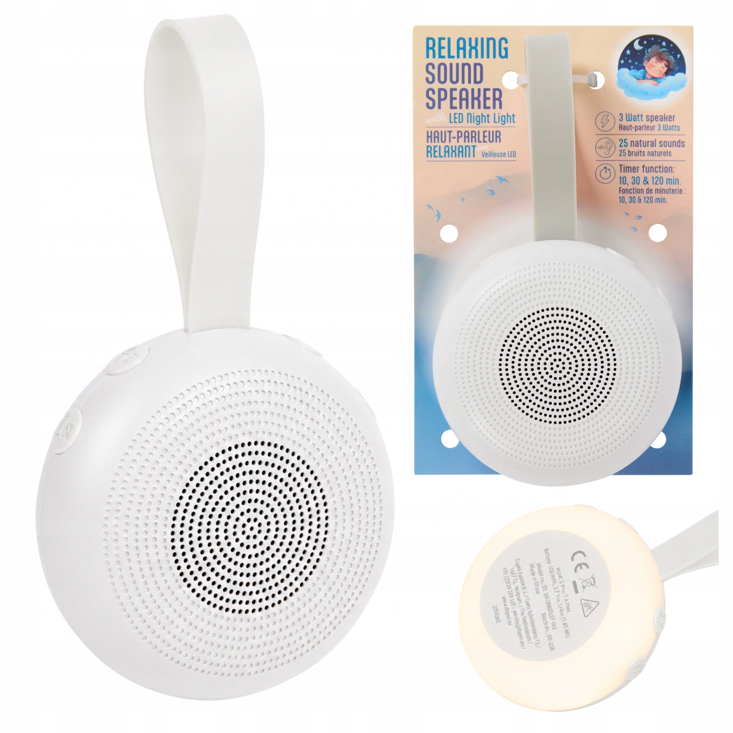 PORTABLE WIRELESS SLEEPING SPEAKER WITH LAMP SMALL WHITE TIMER 3 IN