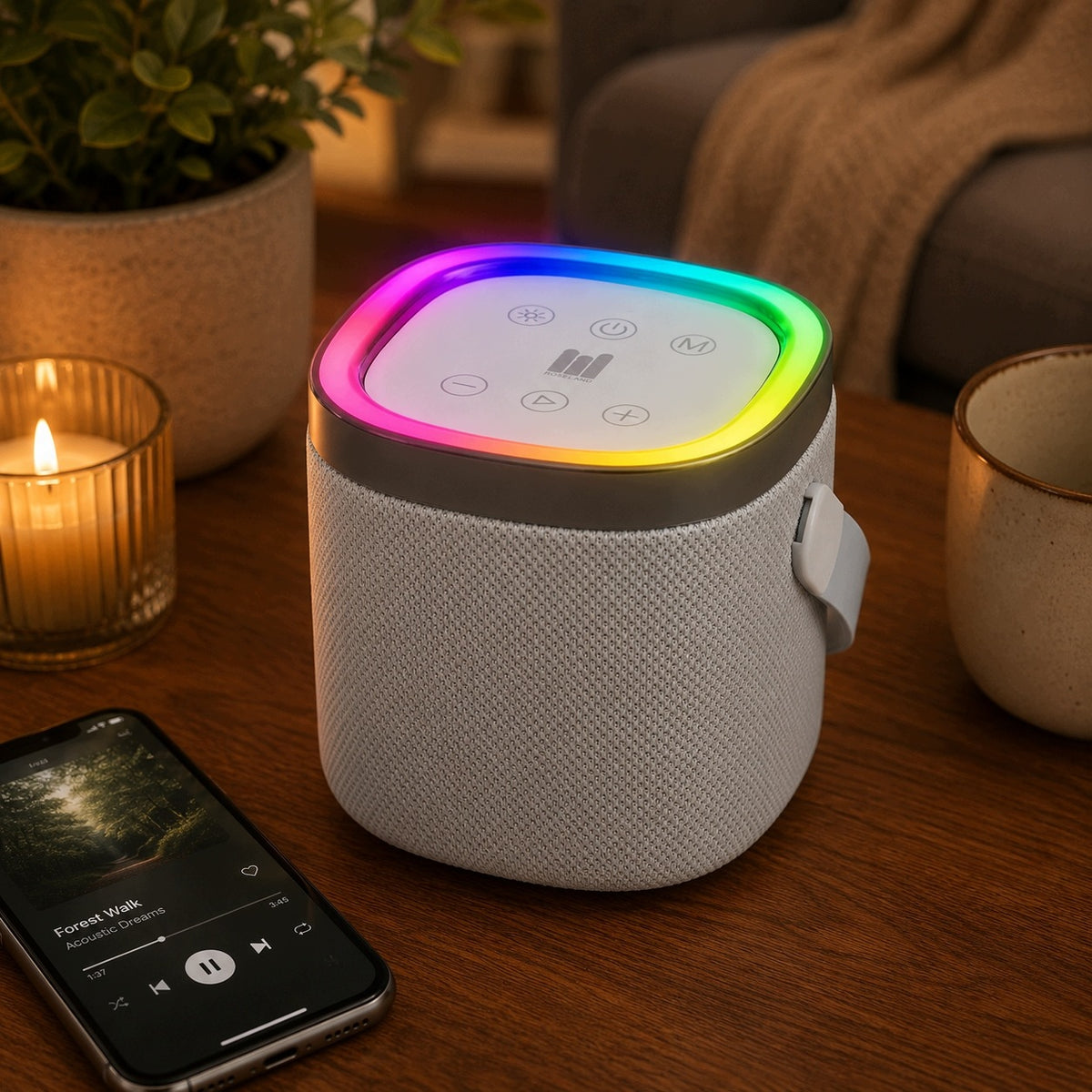 PORTABLE WIRELESS SPEAKER SMALL GLOWING GREY BLUETOOTH FOR PHONE Packaging status original