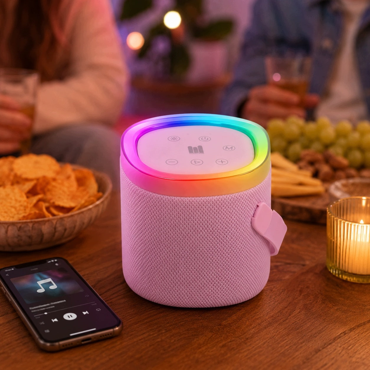 PORTABLE WIRELESS SPEAKER SMALL GLOWING PINK BLUETOOTH FOR PHONE Packaging status original