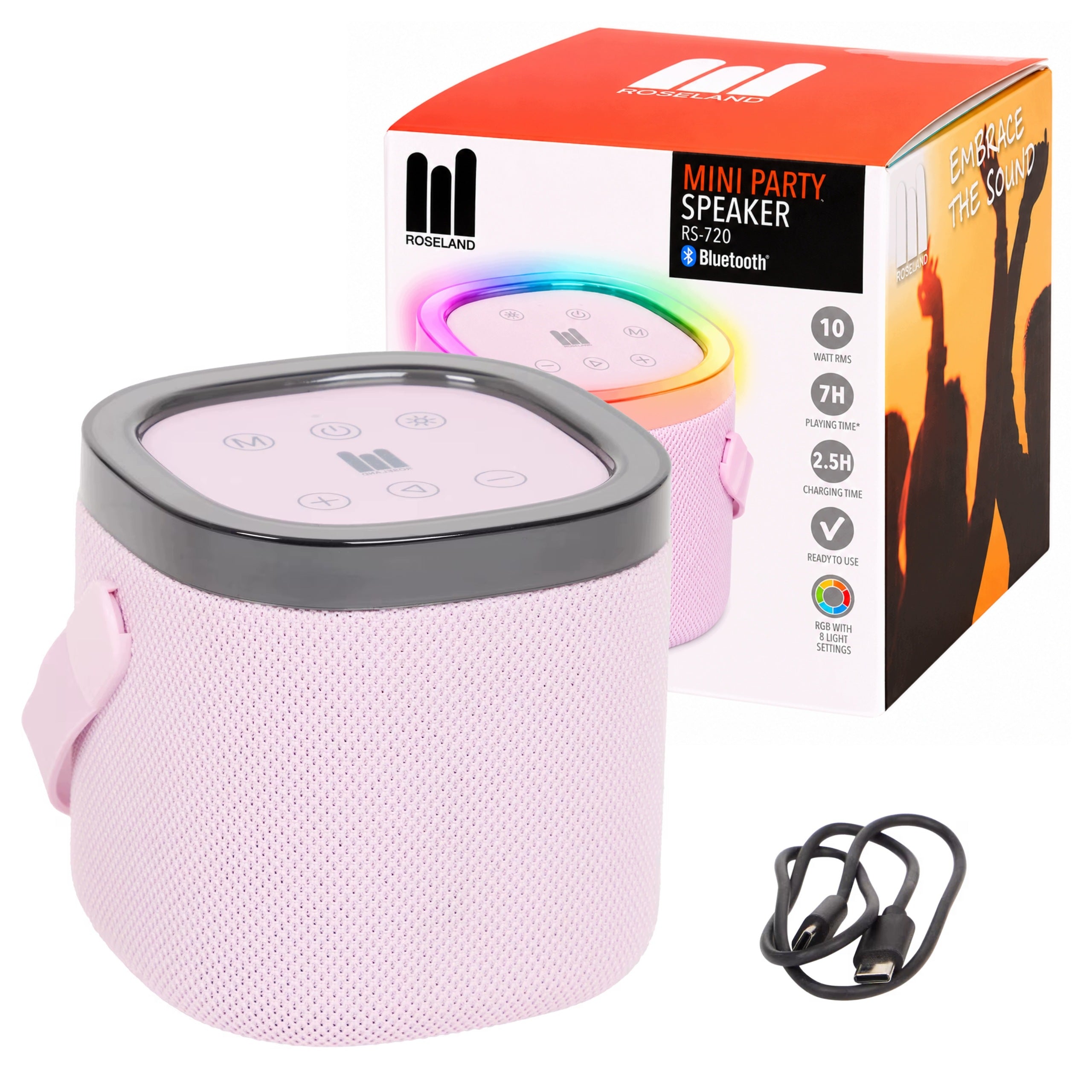 PORTABLE WIRELESS SPEAKER SMALL GLOWING PINK BLUETOOTH FOR PHONE