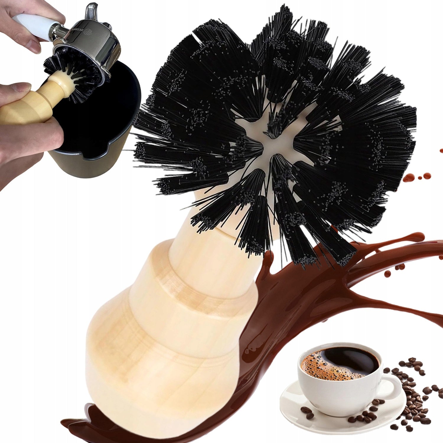 PORTAFILTER FLASK CLEANING BRUSH COMFORTABLE ERGONOMIC 58 MM