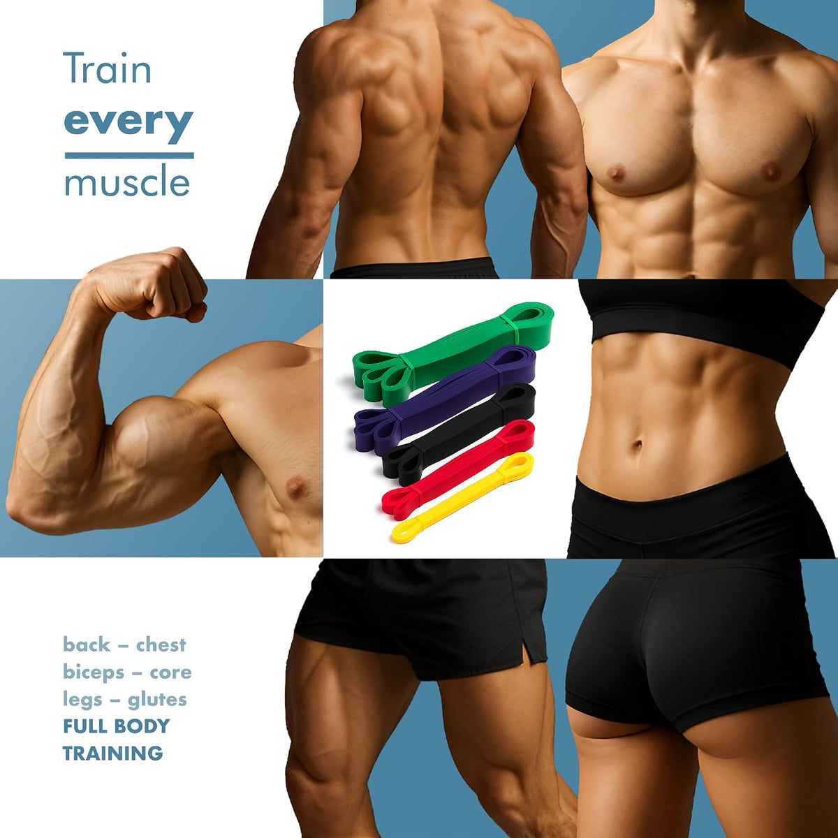 PORTENTUM RESISTANCE BANDS, EXERCISE RUBBERS, 3 PIECES Width 40 mm