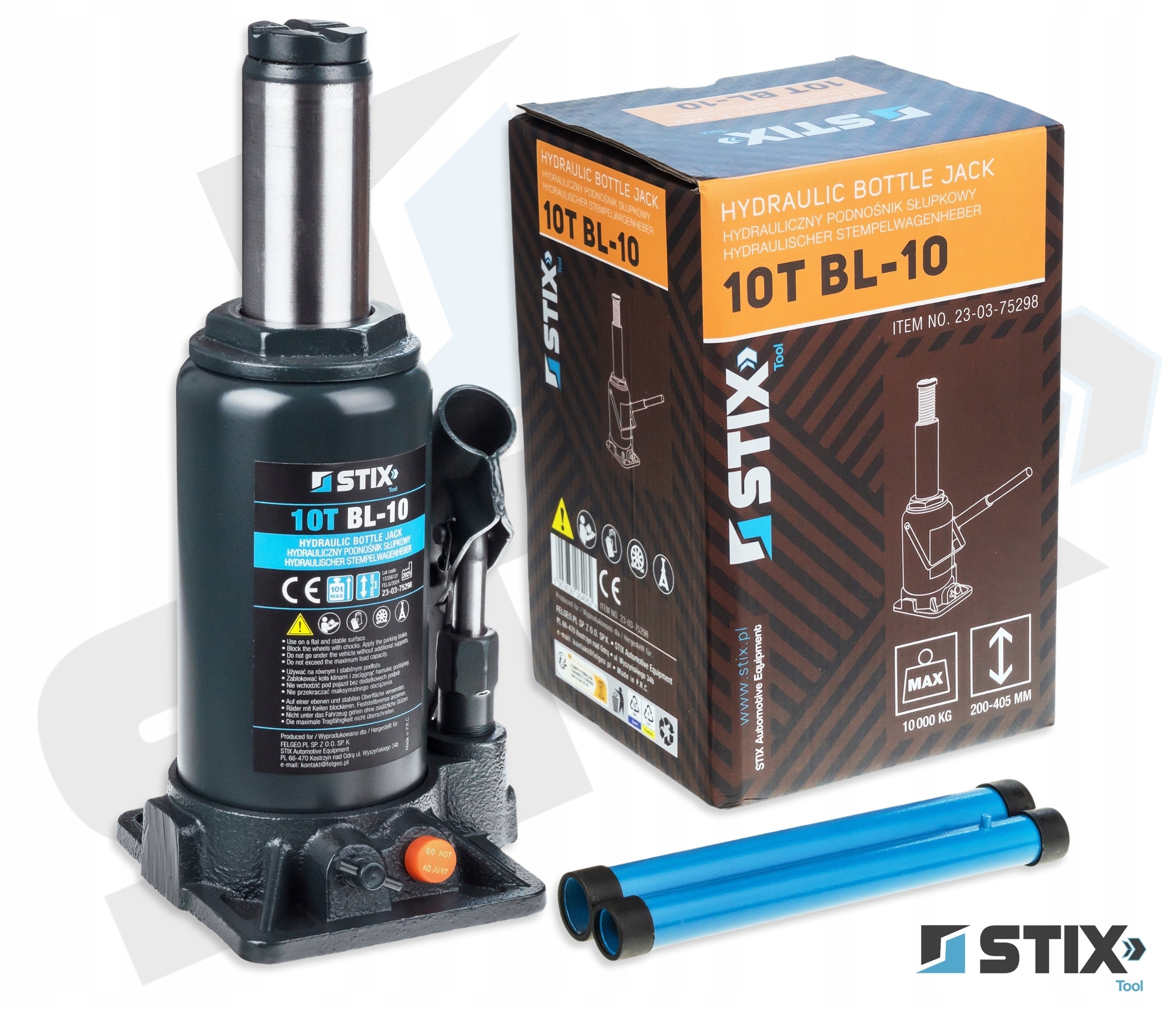 POST LIFT 10T 200-405mm BOTTLE TWO-STAGE LEVER BL-10 STIX Manufacturer code 23-03-75298