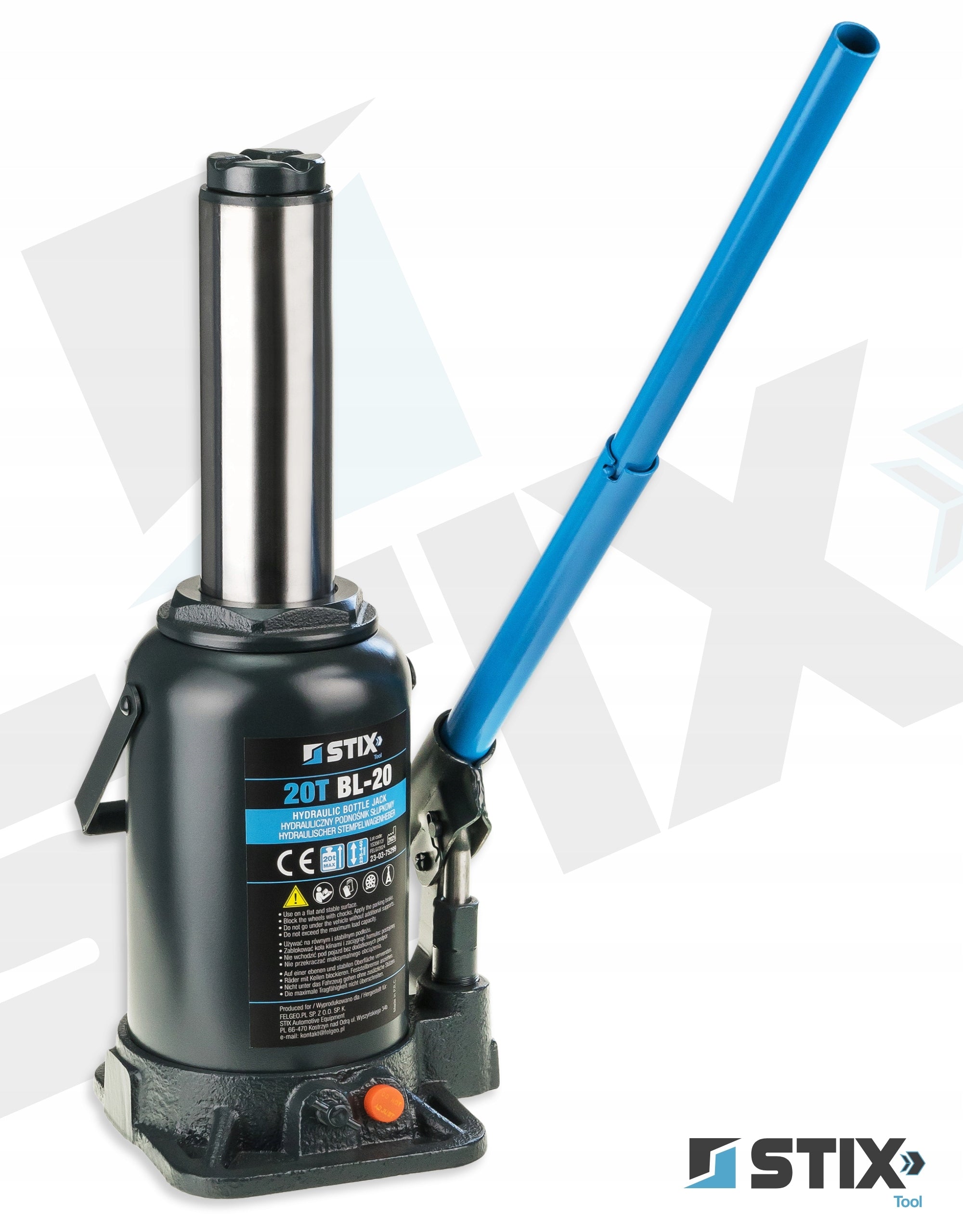 POST LIFT 20T 235-460mm BOTTLE TWO-STAGE LEVER BL-20 STIX Brand Stix