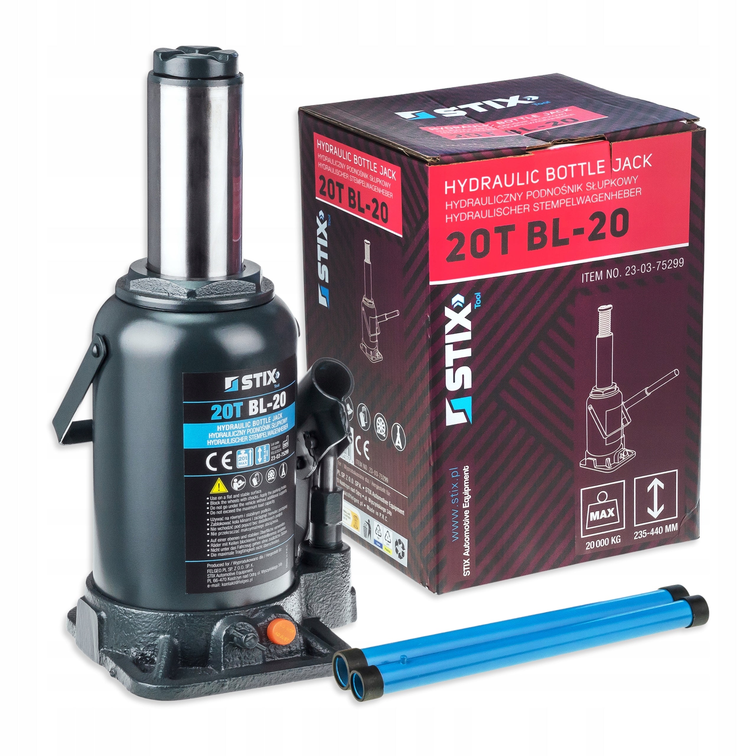 POST LIFT 20T 235-460mm BOTTLE TWO-STAGE LEVER BL-20 STIX