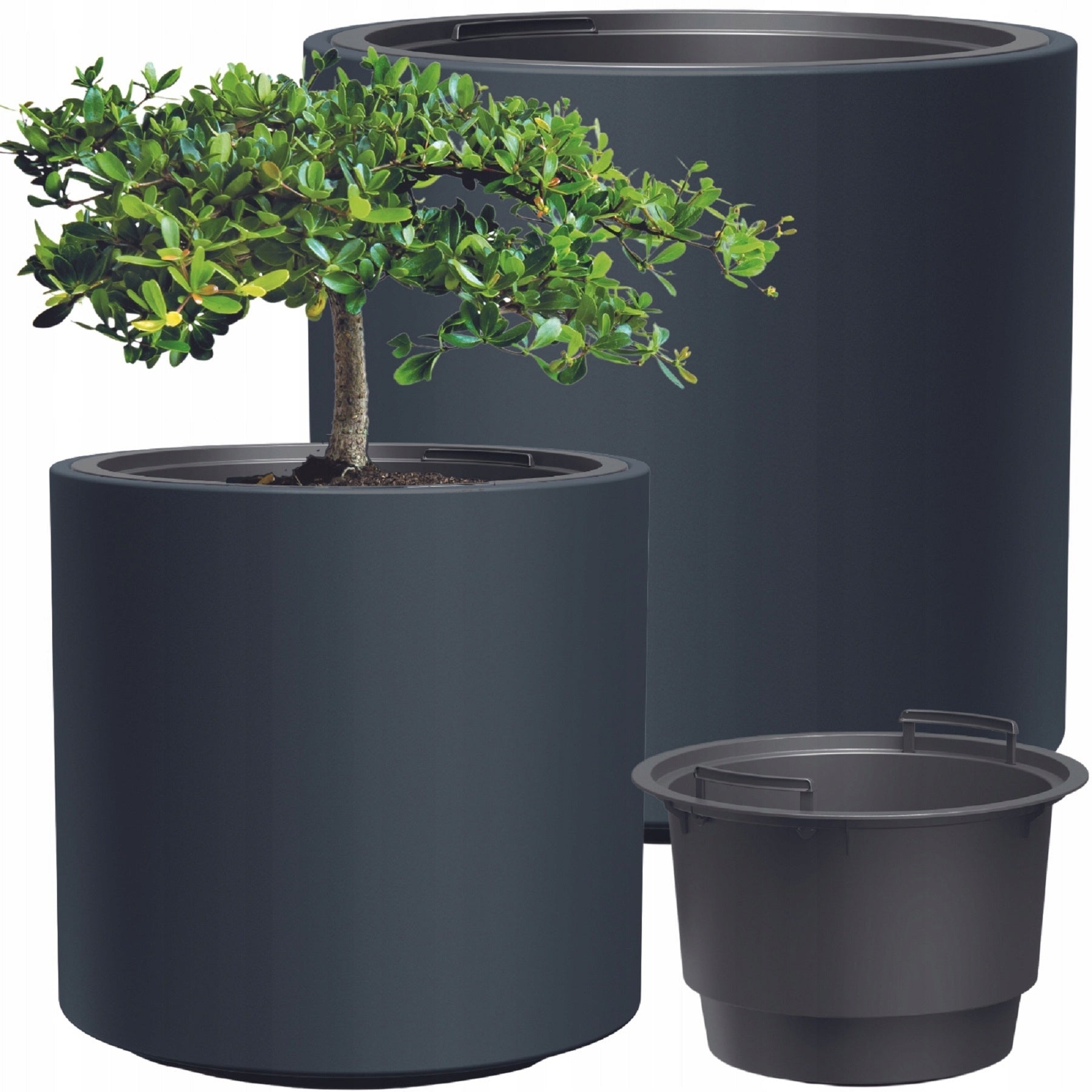 POT ANTHRACITE COVER FOR FLOWER PLANTS FROST-RESISTANT ROUND