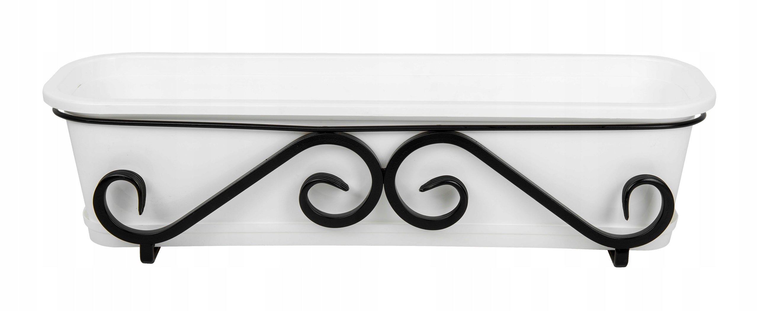 POT, BALCONY BOX 60 WHITE + FORGED HANDLE