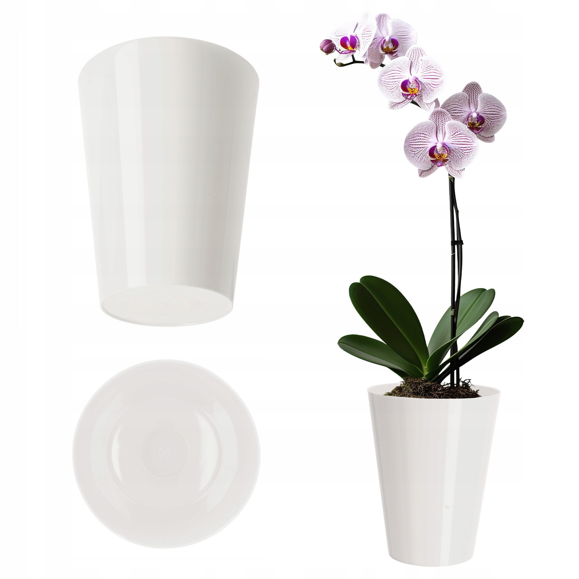 POT COVER FOR ORCHID FLOWERBED PLASTIC FLOWERS WHITE SOLID 13 CM