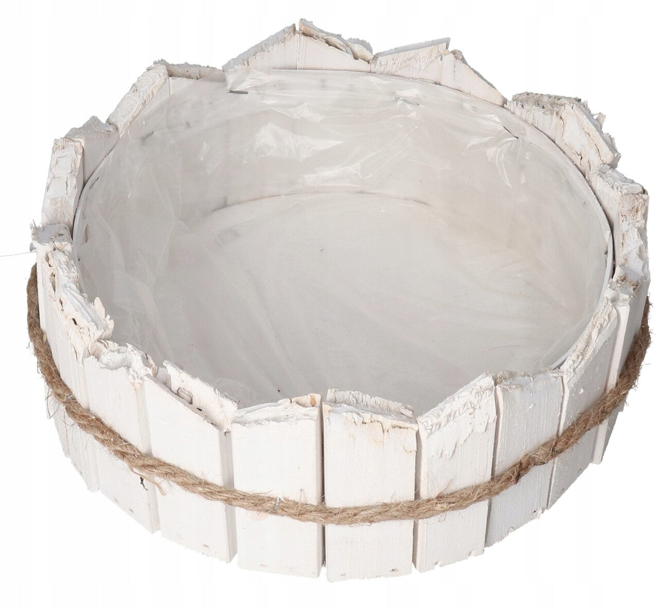 POT COVER WOODEN WHITE POTS REED Color white