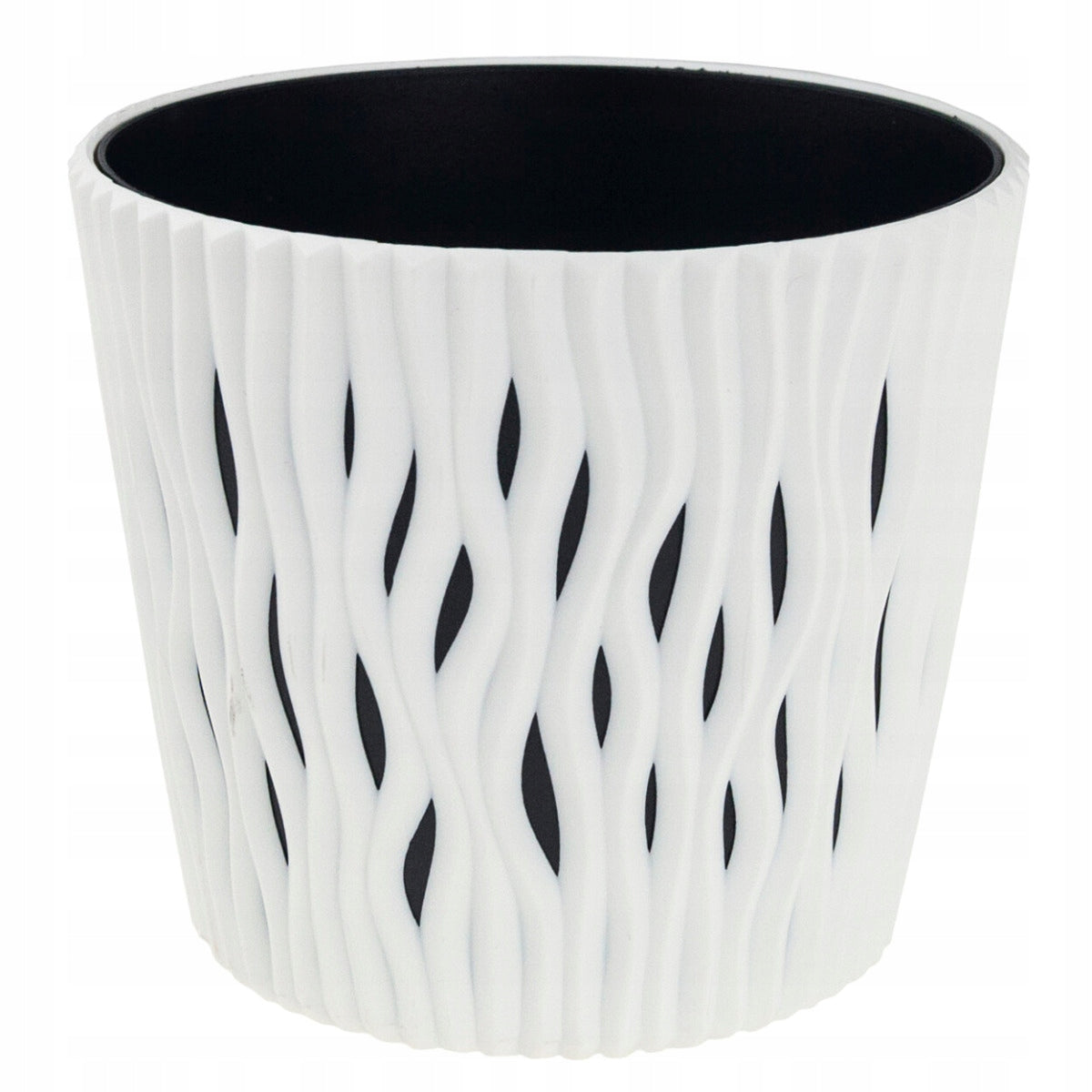 POT DECORATIVE COVER OPENWORK 16CM SANDY ROUND WHITE WITH INSERT Packaging status original