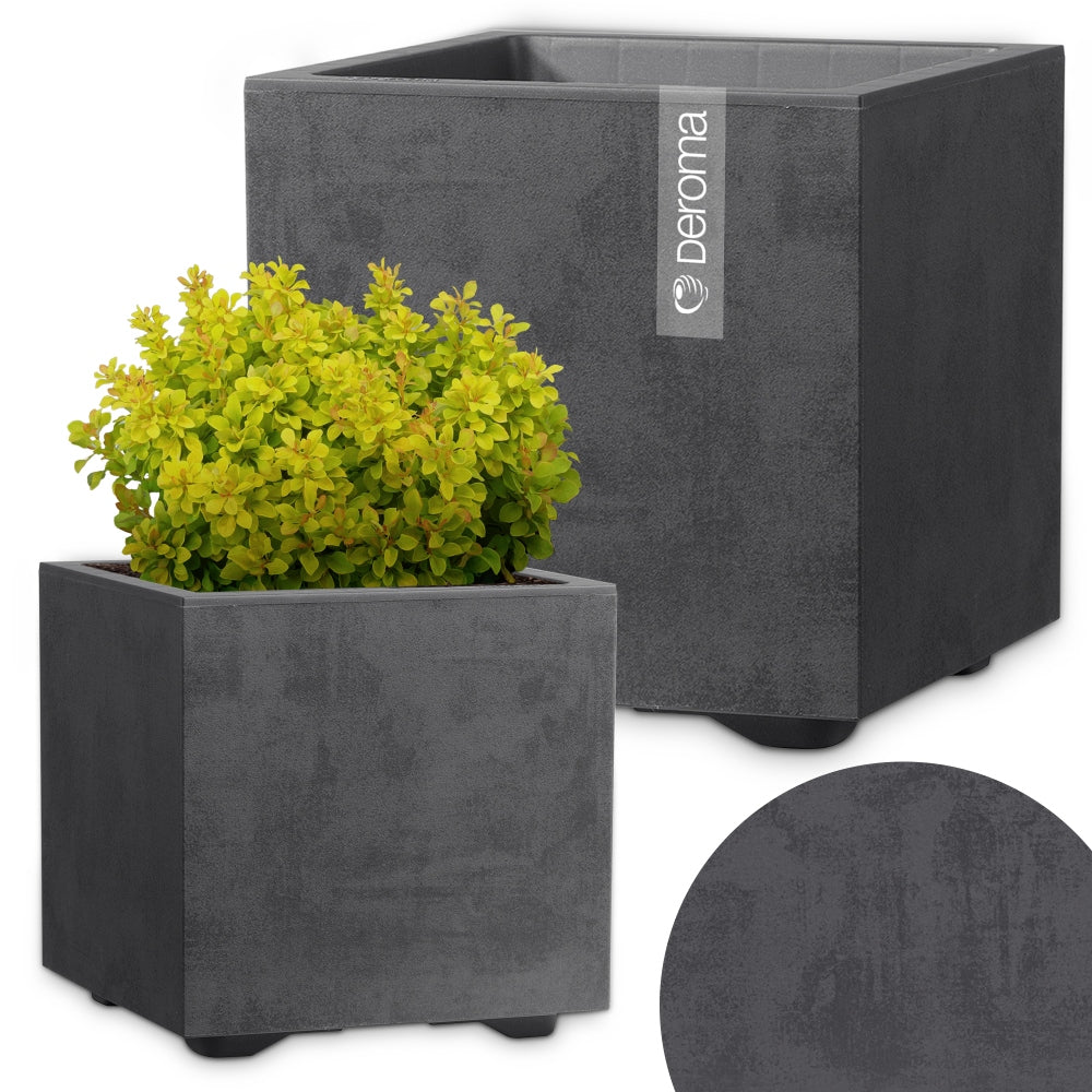 POT FLOWERBED DEROMA CONCRETE EFFECT 25CM CUBO MILLENNIUM ANTHRACITE