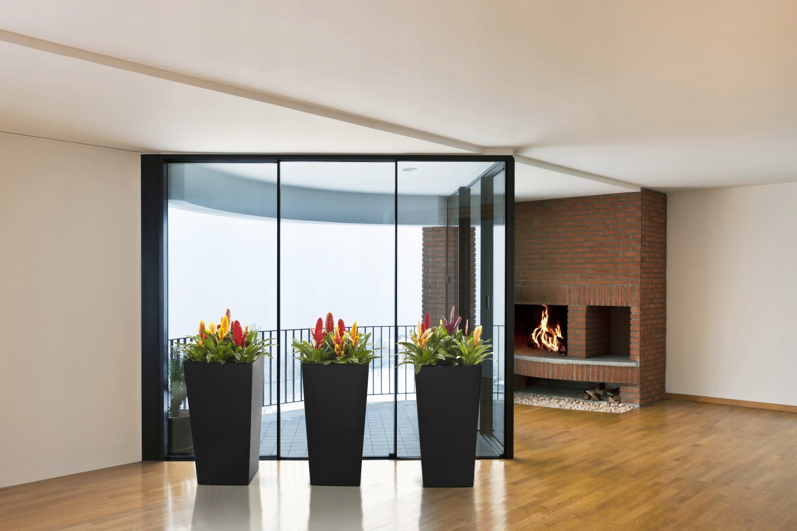 POT GARDEN PLANTER ANTHRACITE FLOWERBED BALCONY TERRACE HIGH 61CM INSERT Material synthetic material