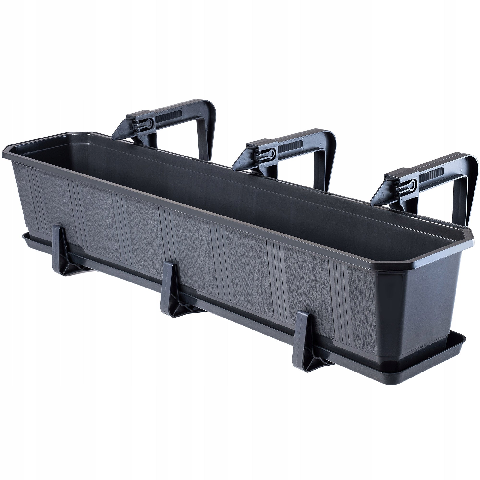 POT HOLDER BALCONY BOX HOOK FOR BOXES SET OF 3 Color gray