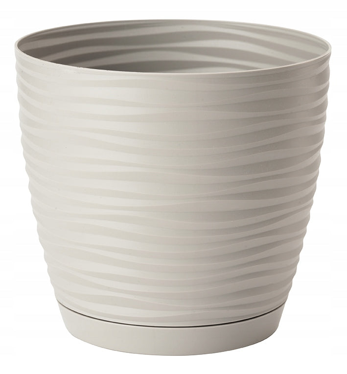POT SAHARA PETIT + COASTERS DIAMETER 13CM LIGHT GREY 3D PLASTIC