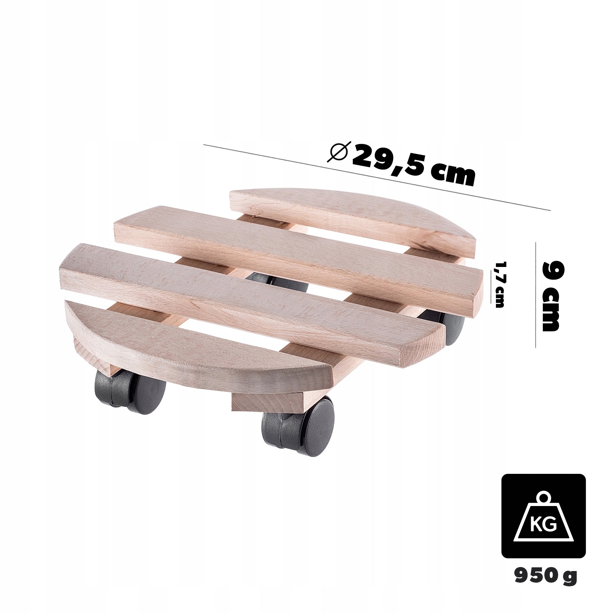 POT STAND PLANTER ON WHEELS WOODEN ROUND PLATFORM 30 cm Manufacturer code K11306