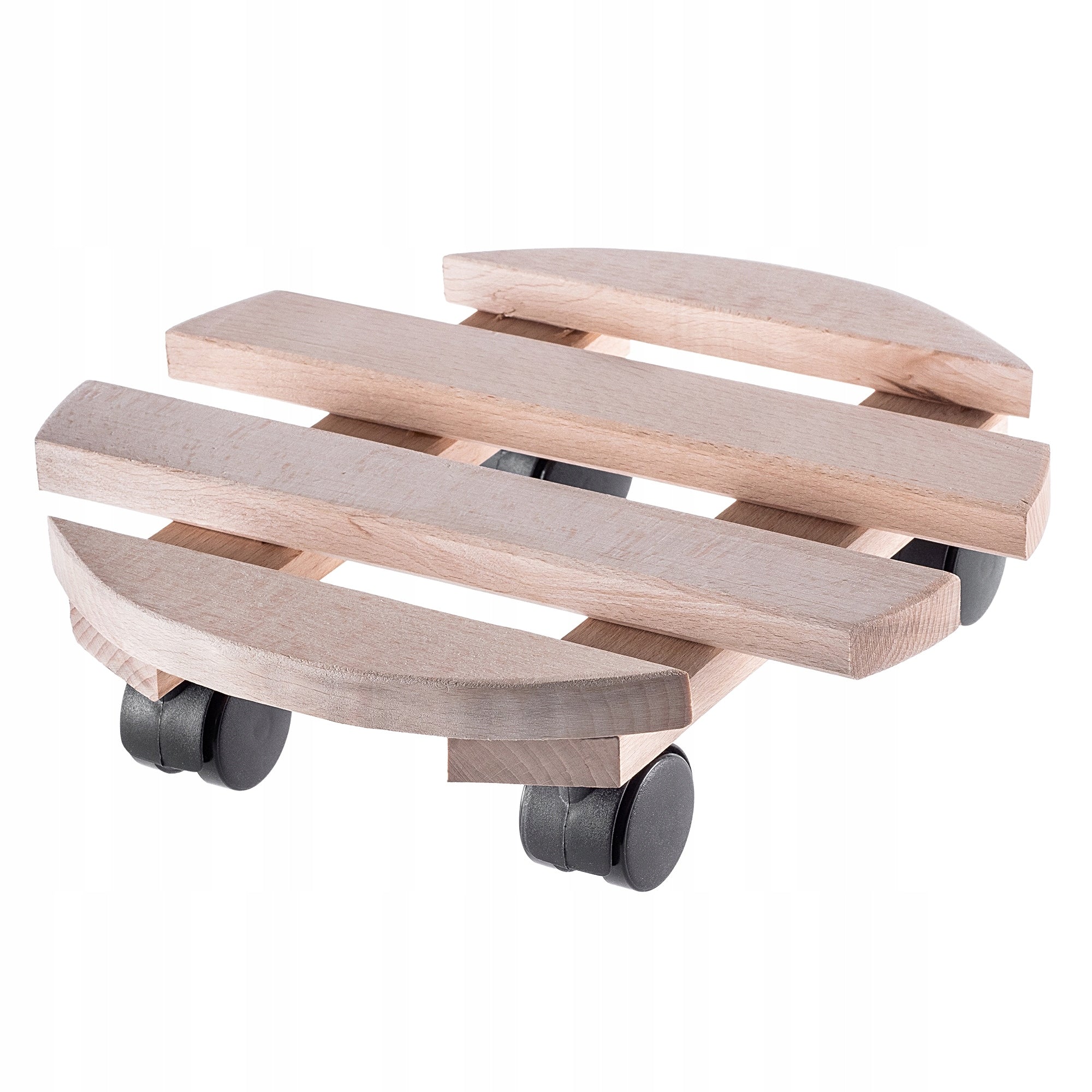 POT STAND PLANTER ON WHEELS WOODEN ROUND PLATFORM 30 cm