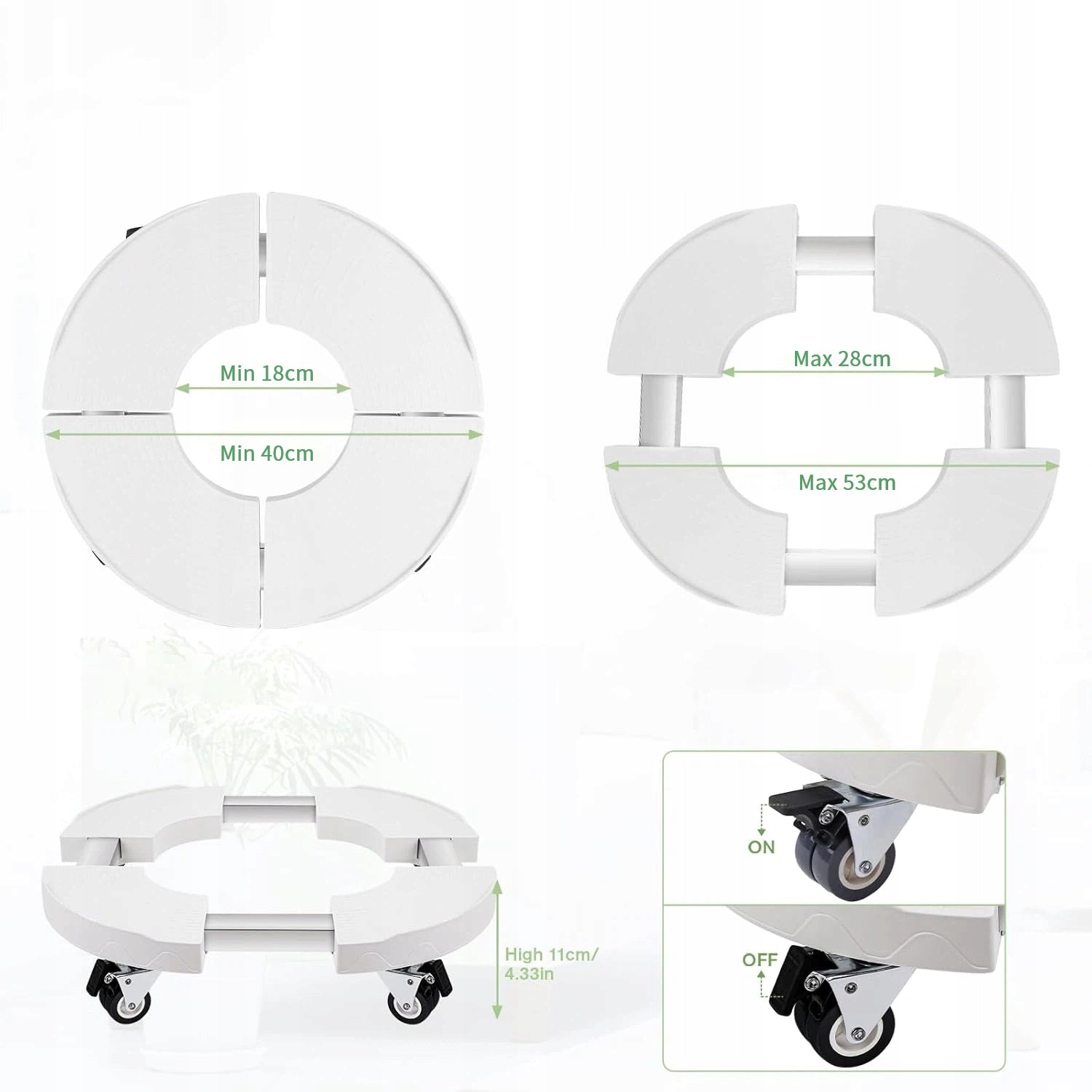 POT STAND WITH WHEELS PLATFORM BASE ON WHEELS 360° FOR PLANTER POT Packaging status original