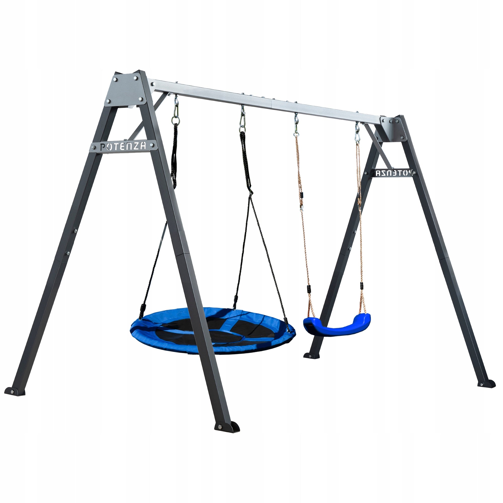 POTENZA Garden swing for children frame ZINC Polish, stork nest