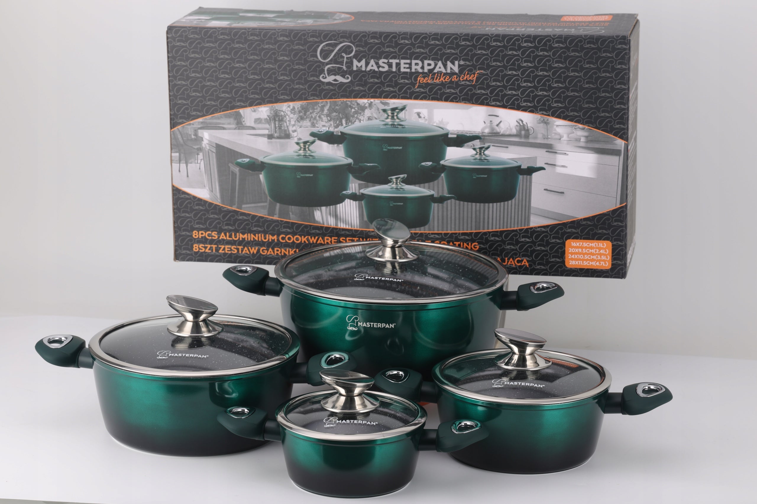 POTS ALUMINIUM SQUARE 8el. MARBLE 16 20 24 28cm MASTERPAN 2801 PROMOTION Line PREMIUM