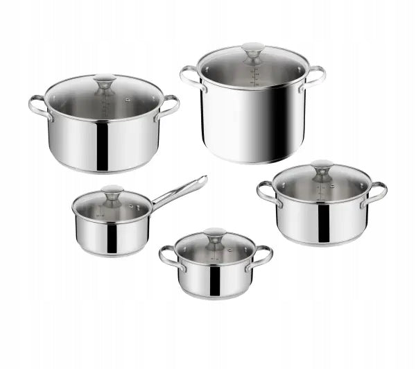 POTS TEFAL DAILY COOK H054AS55 STAINLESS STEEL INDUCTION SET OF 10 PARTS