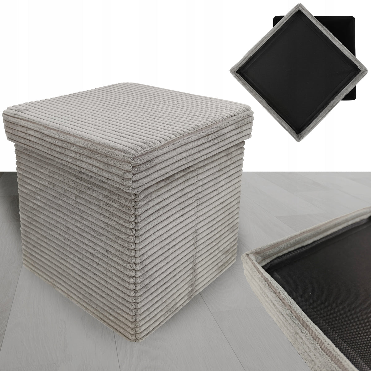 POUF WITH STORAGE SEAT UPHOLSTERED CORDUROY ELEGANT LAMPAS J.SZARY