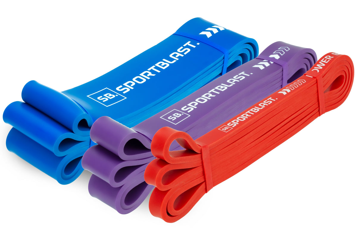 POWER BAND EXERCISE RUBBERS SET OF 3 FITNESS TRAINING RESISTANCE BANDS Brand SPORT BLAST
