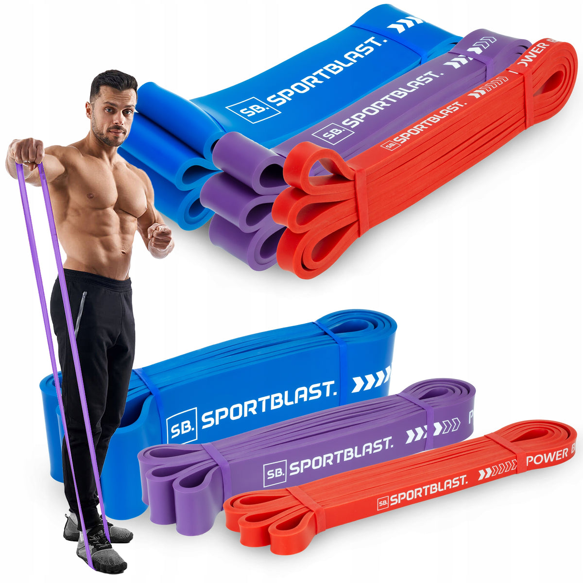 POWER BAND EXERCISE RUBBERS SET OF 3 FITNESS TRAINING RESISTANCE BANDS