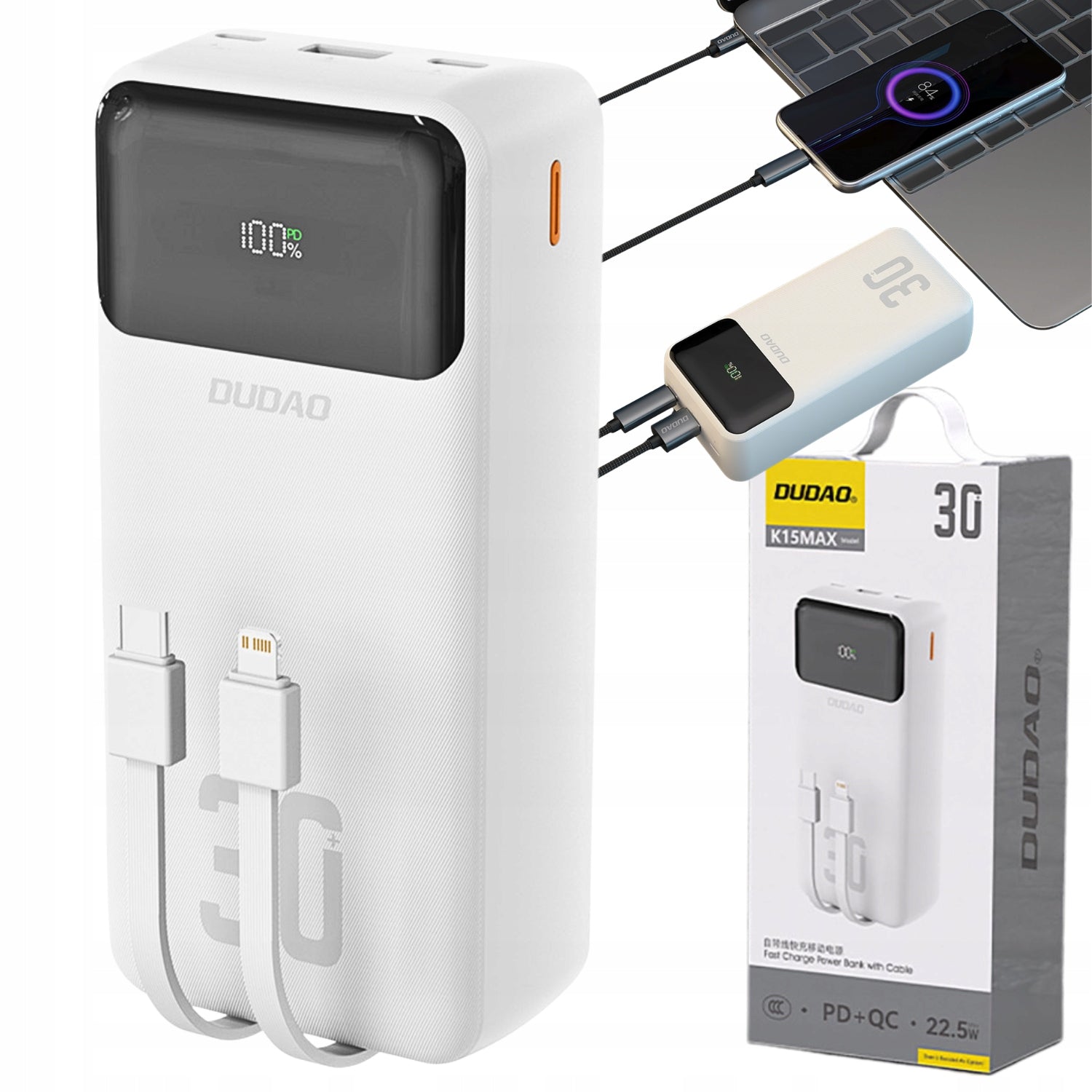 POWER BANK 30000mAh PD with cables FAST CHARGING EXTRA LARGE CAPACITY