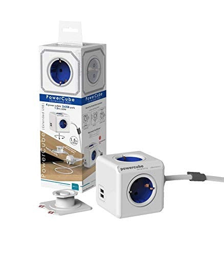 POWER STRIP CUBE 4 SOCKETS 2 USB 2 1A BLUE for home gift Manufacturer code SWC5908807121773