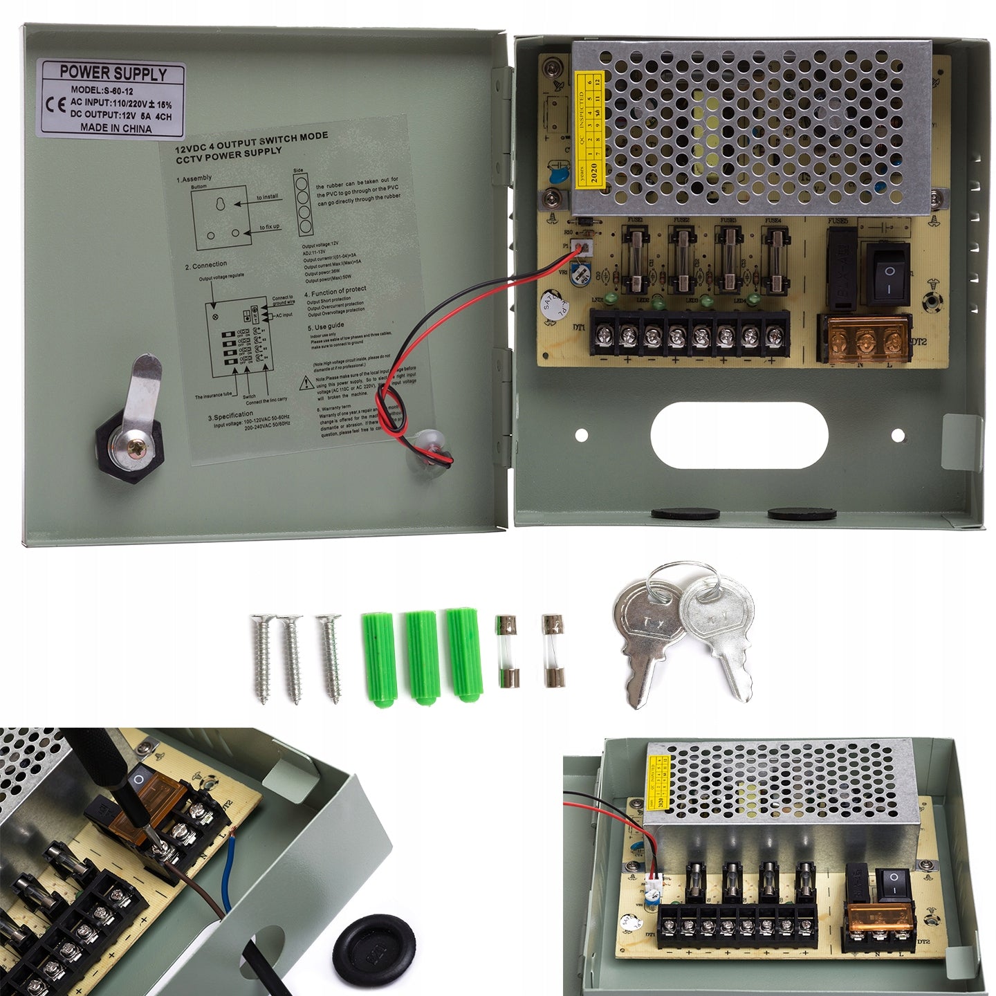 POWER SUPPLY CCTV 12V 5A MAX 4 CAMERAS MONITORING