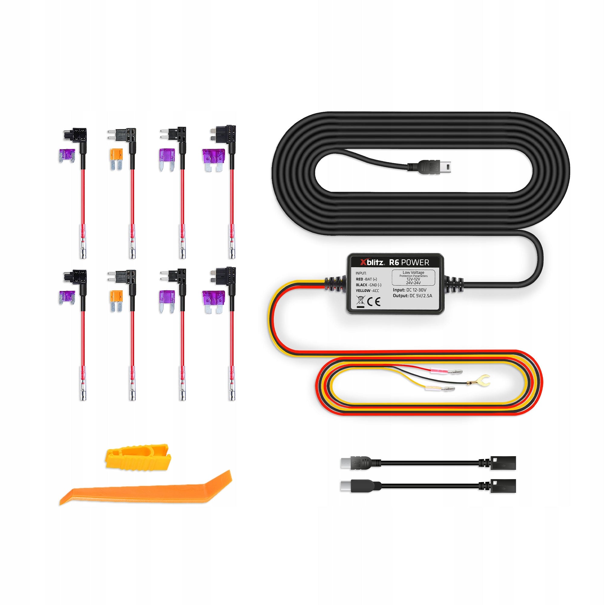 POWER SUPPLY FOR PARKING MODE OF CAMERAS 12V 24V XBLITZ R6 SET OF TIPS