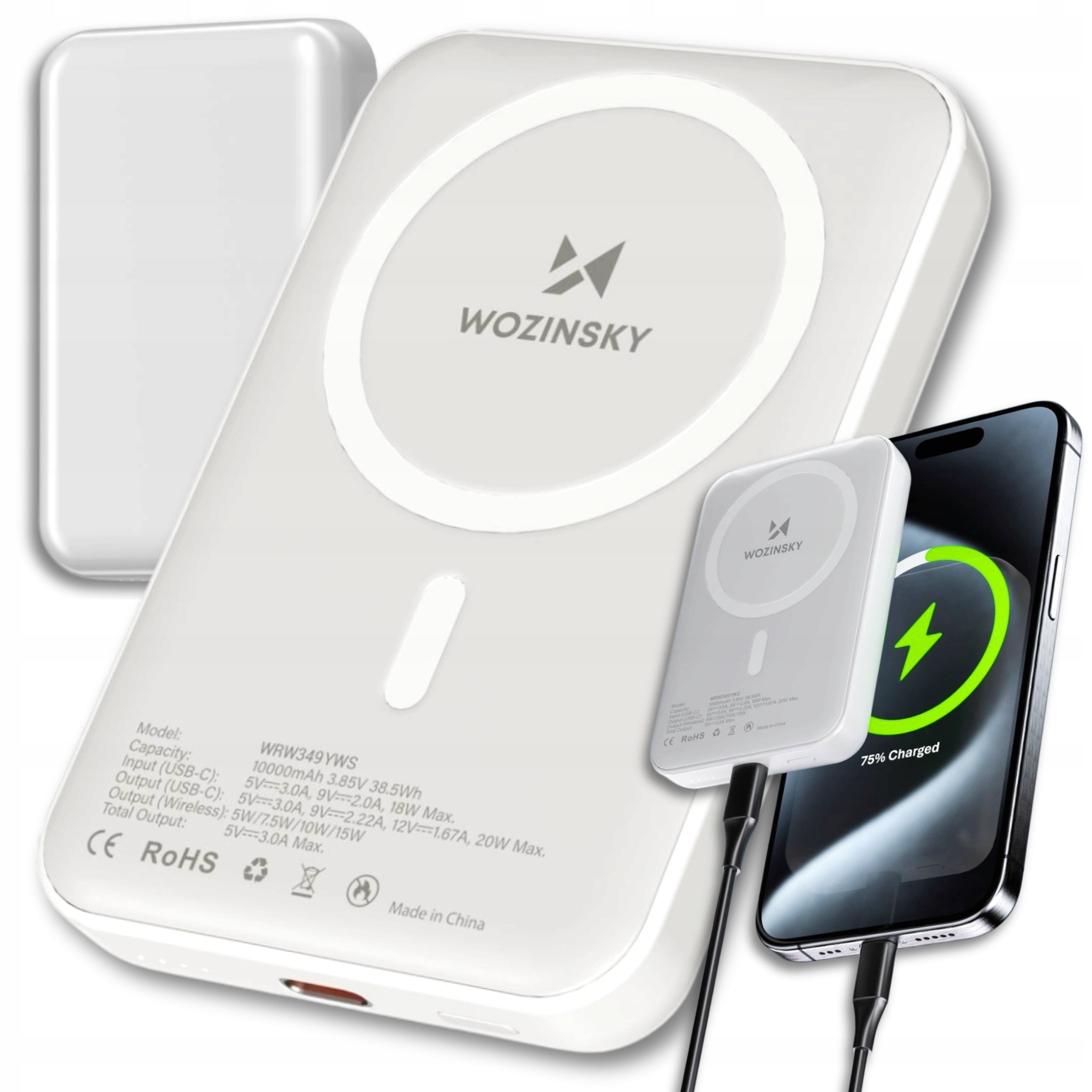POWERBANK 10000mAh WOZINSKY MAGNETIC INDUCTION QI MAGSAFE POWER BANK