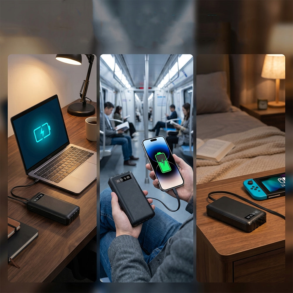 POWERBANK 20000MAH 22.5W BUILT-IN USB-C CABLES MICRO PORTABLE CHARGER Brand no brand