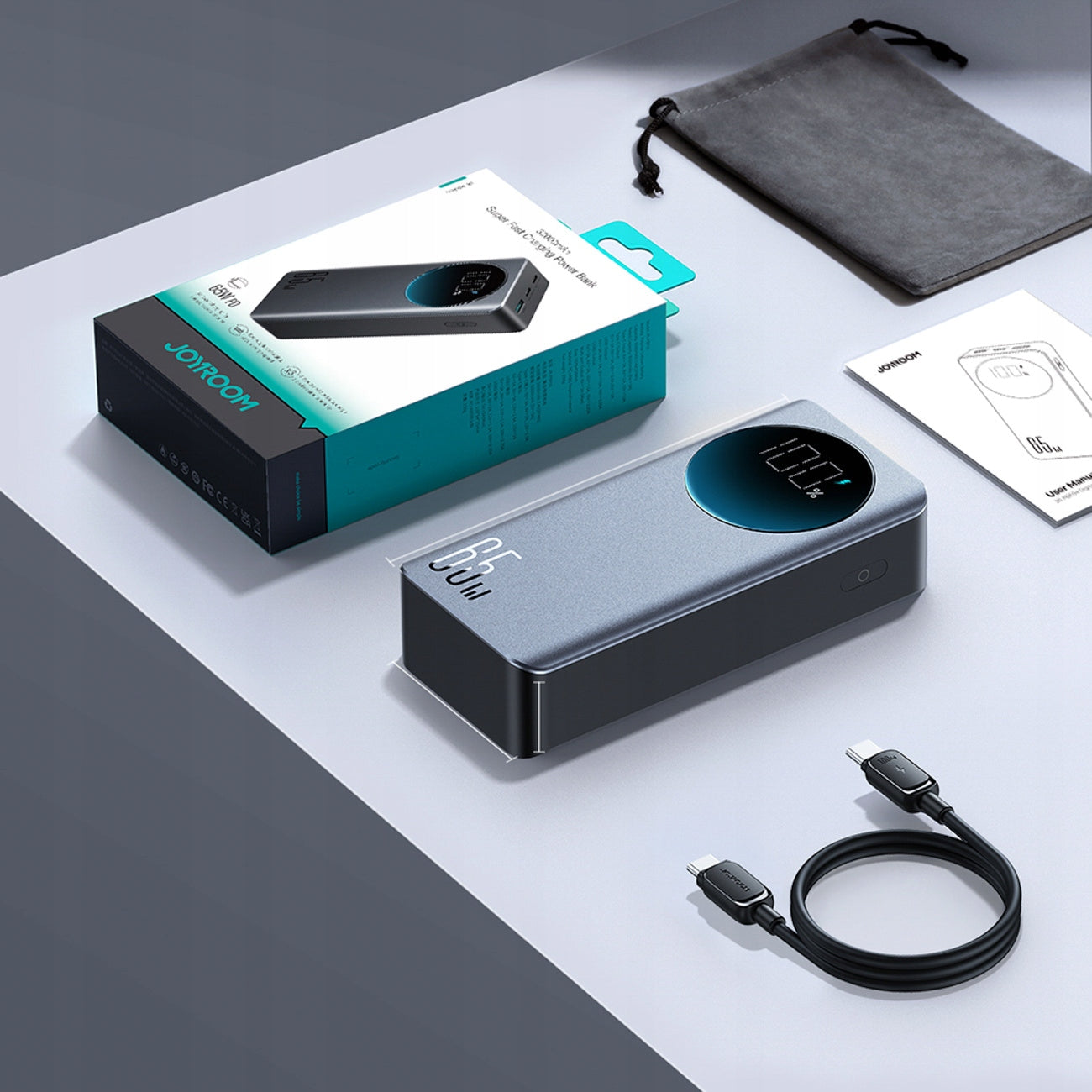 POWERBANK 30000 mAh 65W 2x USB-C USB POWER BANK DISPLAY + USB-C CABLE Manufacturer code 6956116749279