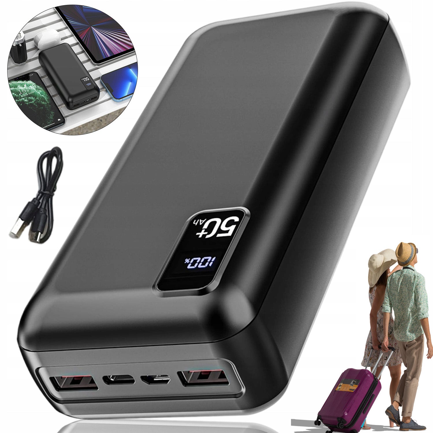 POWERBANK 50000MAH PORTABLE WITH LED DISPLAY, FAST CHARGING 22.5W