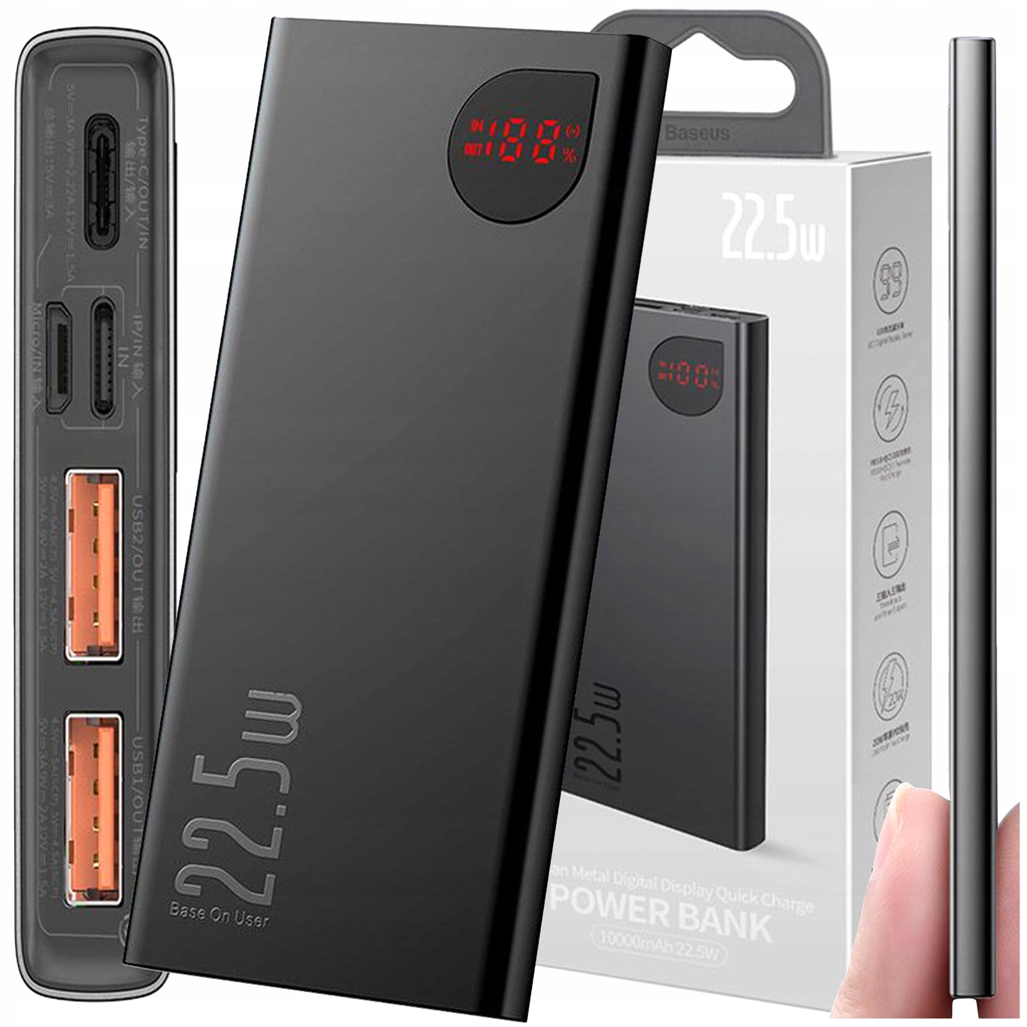 POWERBANK BASEUS 10000mAh 22.5W FAST CHARGING USB USB-C LIGHTNING MICRO