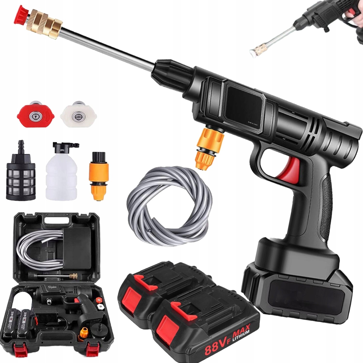 POWERFUL 1500W CORDLESS PRESSURE WASHER WITH 2AKU