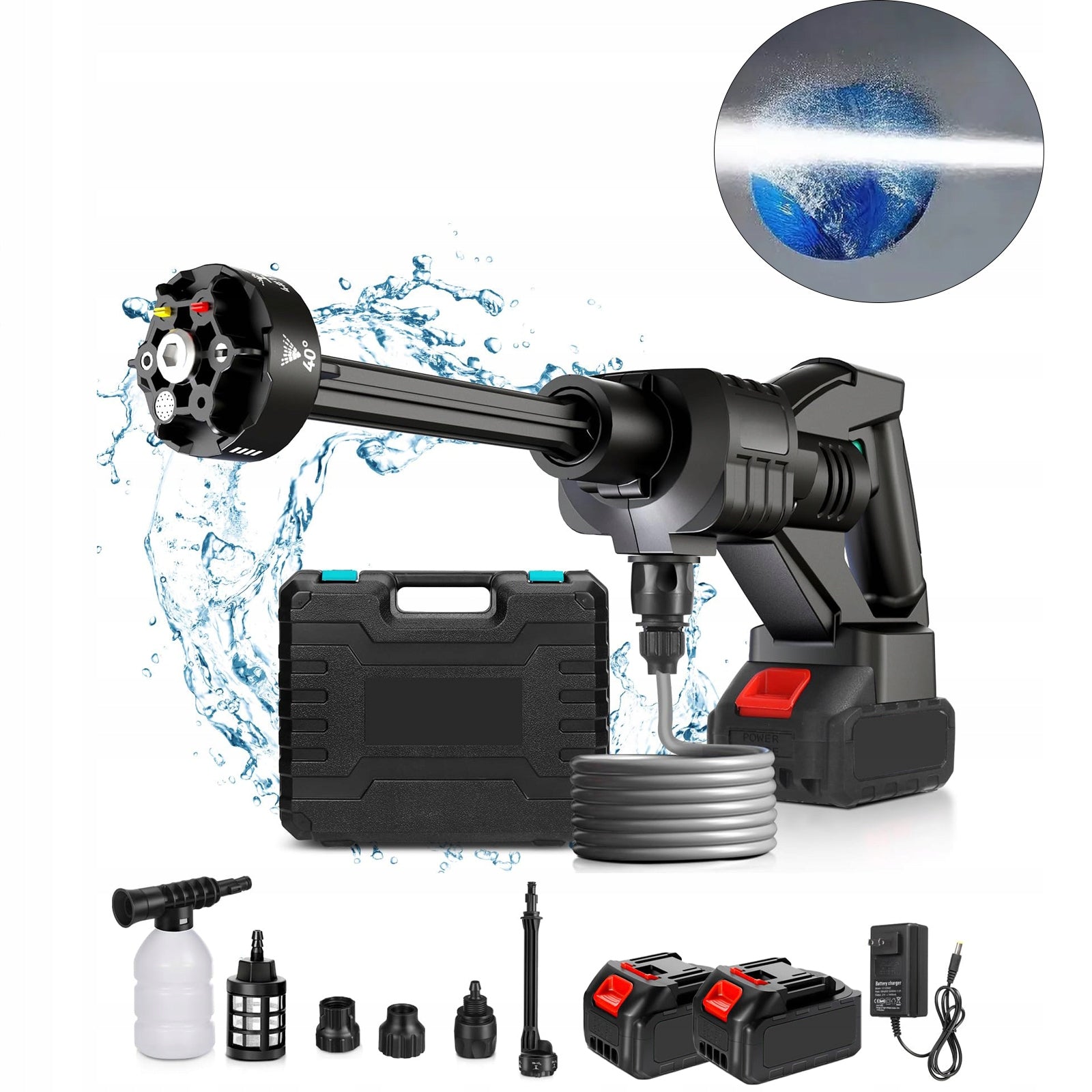 POWERFUL 21V 100BAR CORDLESS PRESSURE WASHER SET